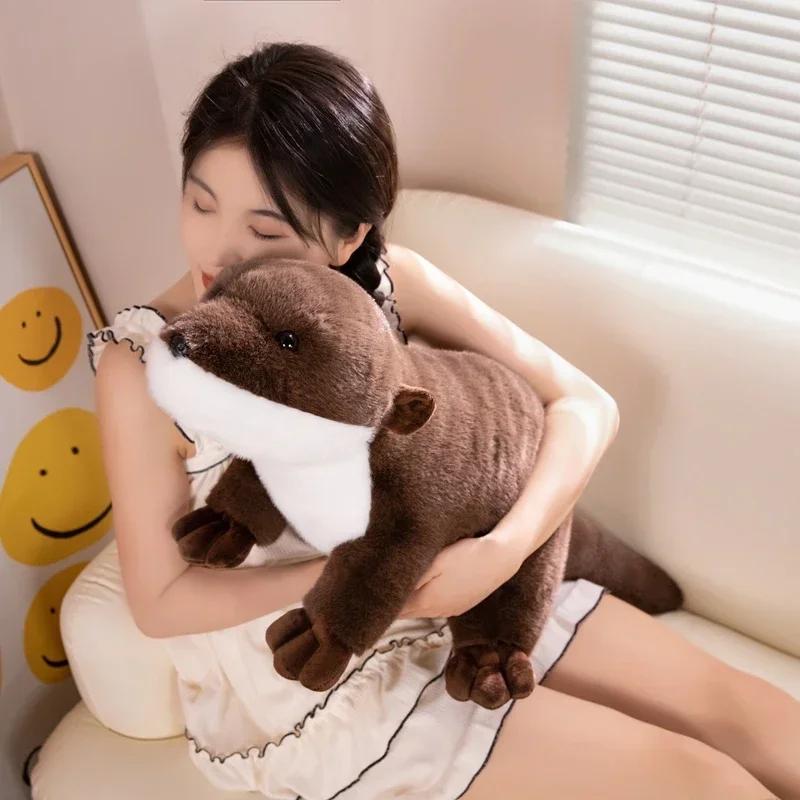 Имитация плюшевых игрушек выдры Мягкая игрушка банка животных Подушка-бобр Успокоение Кукольной Комнаты Украшение Рождественский Подарок На День Рождения 25cm